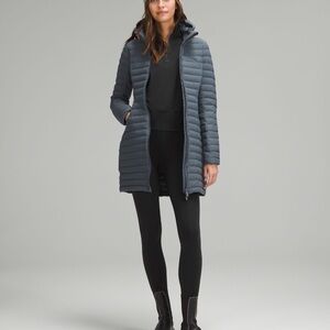 Pack it down down fill long jacket